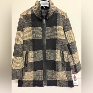 Pendleton Women's Checkered Wool Coat in Black and Tan